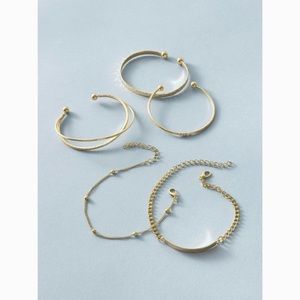 Simple Delicate Layered Dainty Gold Bracelet Set